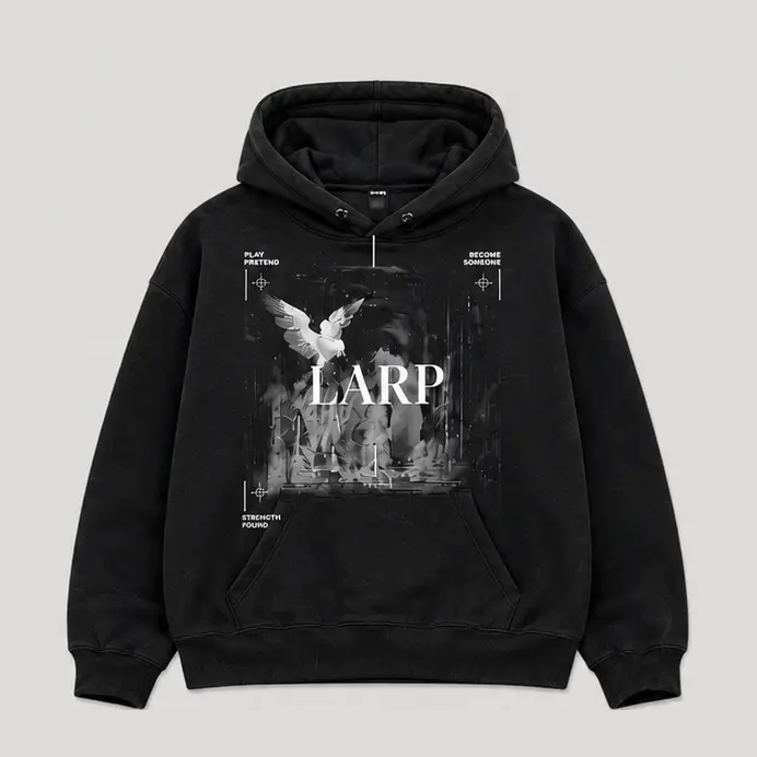 LARP Angel Hoodie — Black · White — LARP Strength Found