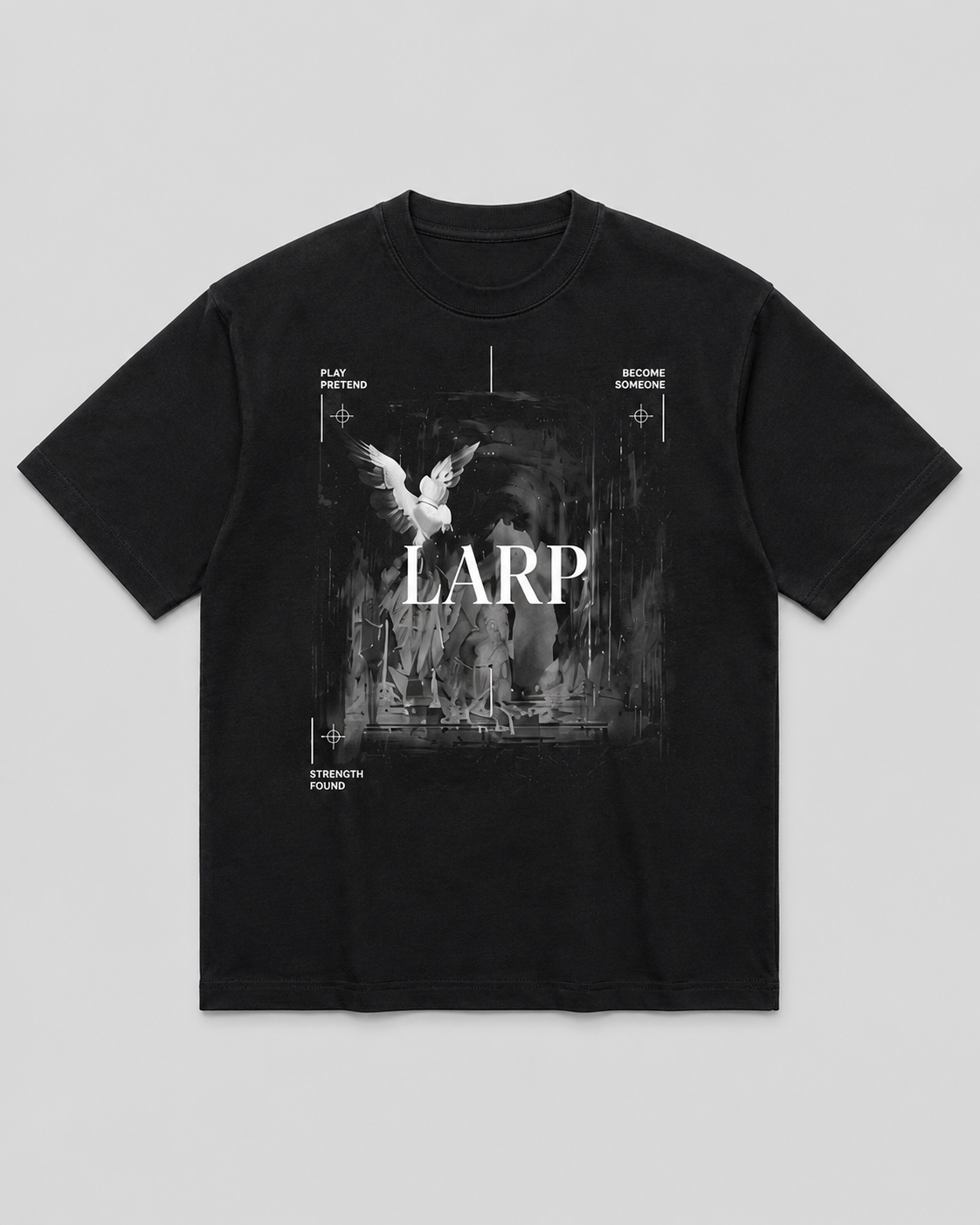 LARP Angel Tee — Black · White — LARP Strength Found