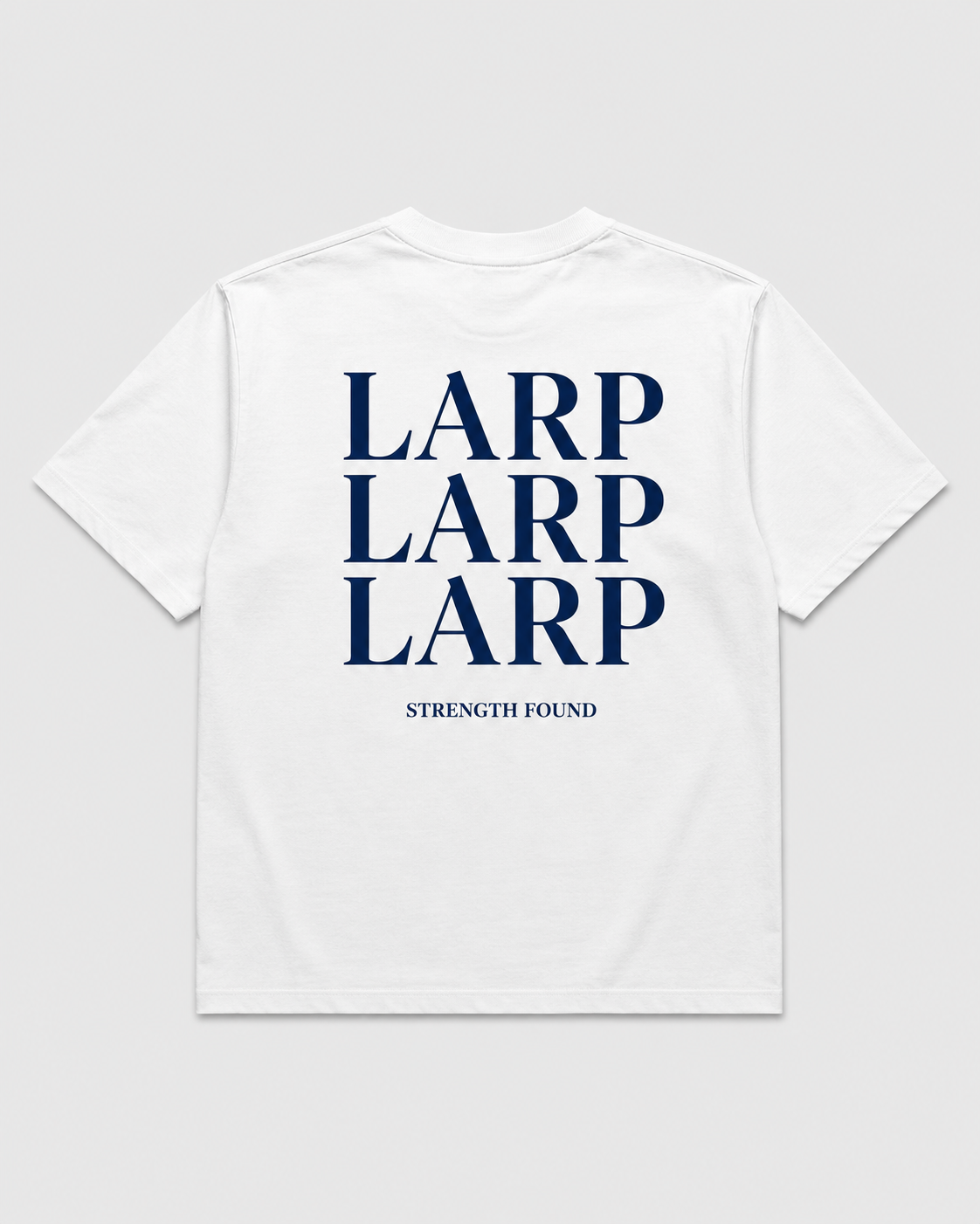 LARP Angel Tee — White · Navy back view