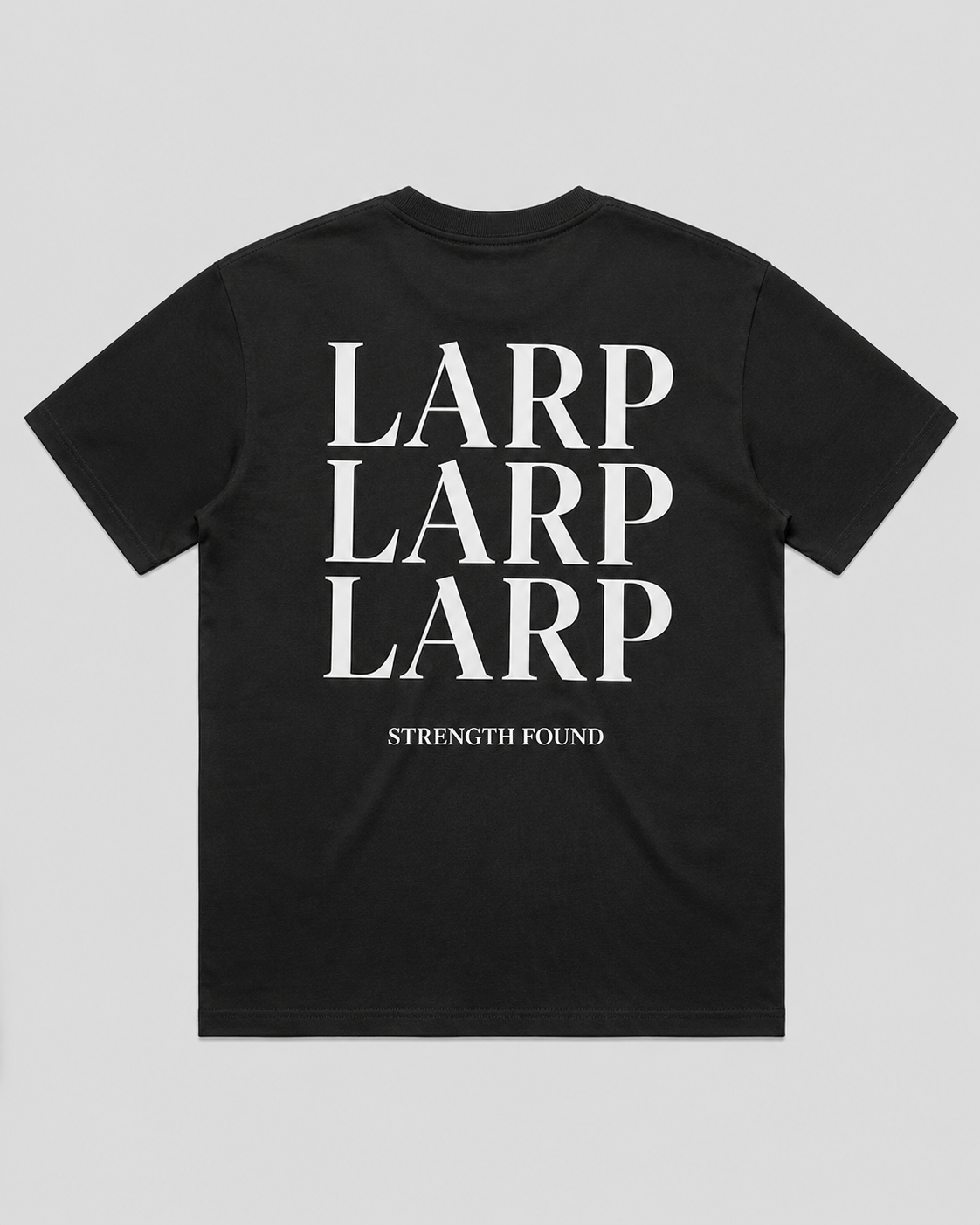 LARP Angel Tee — Black · White back view