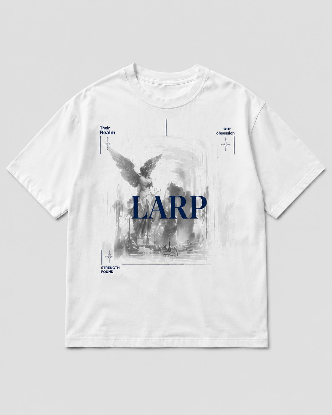 LARP Angel Tee — White · Navy — LARP Strength Found