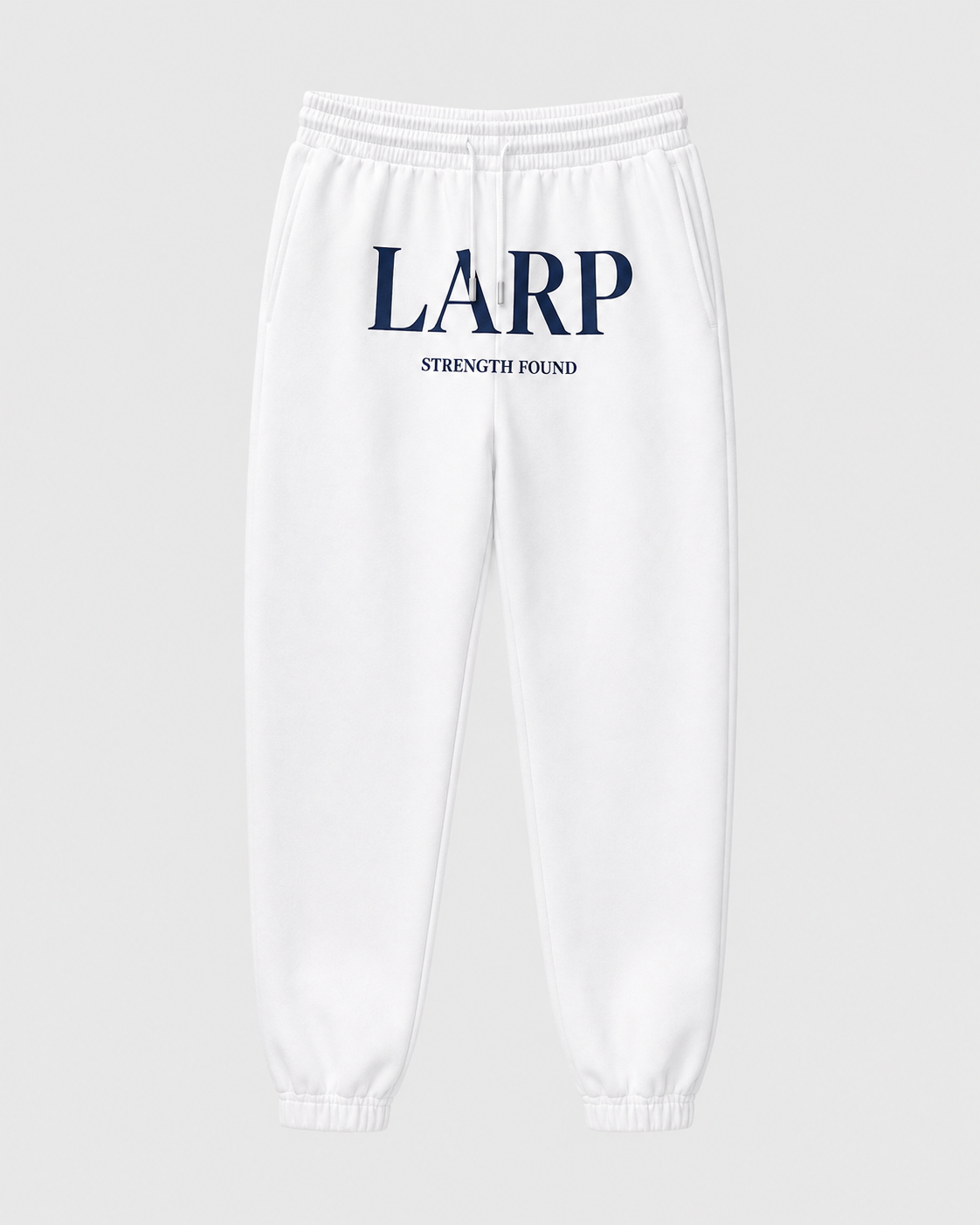 Women's LARP Tracksuit Set — White · Navy back view