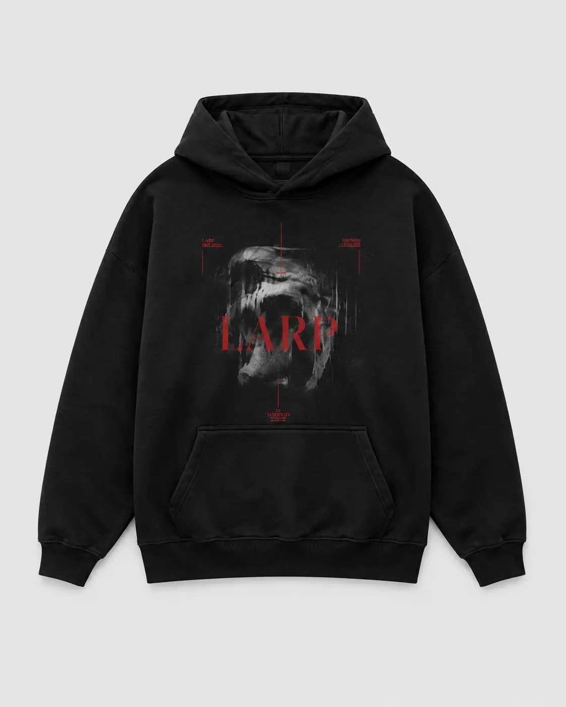 LARP Angel Hoodie — Black · Red — LARP Strength Found