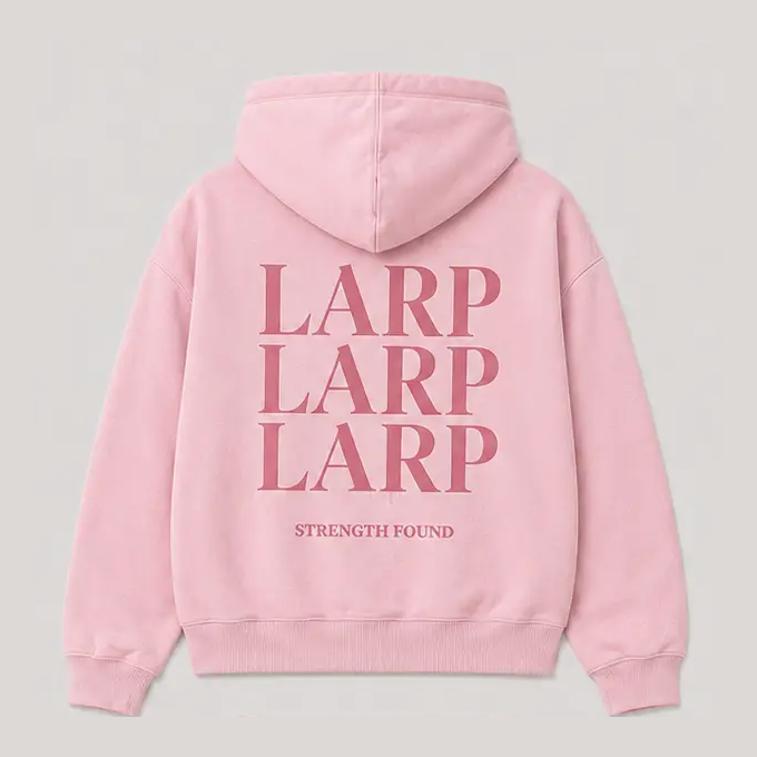 LARP Angel Hoodie — Pink · Pink back view